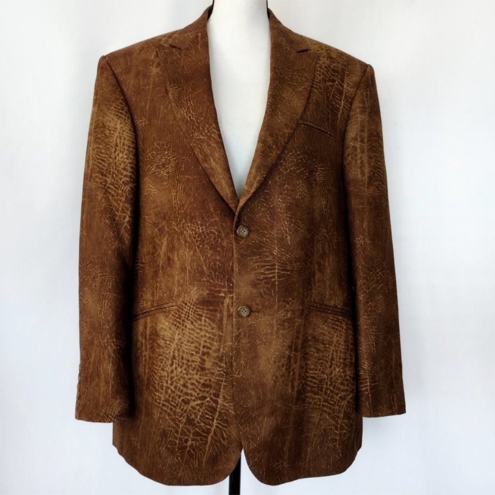Vintage 1990s Brown Distressed Microfiber Double Vented Sportscoat 42S
